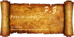 Petrik Zorán névjegykártya